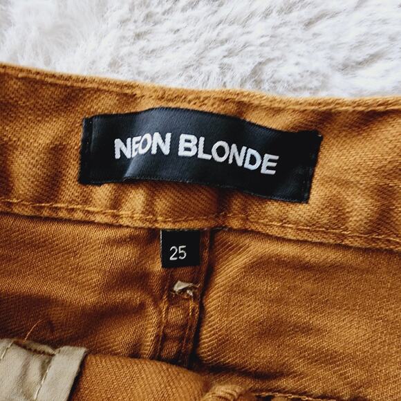 NEW Neon Blonde Tease High Waisted Distressed Jean Skirt in Wild Honey - Picture 10 of 10